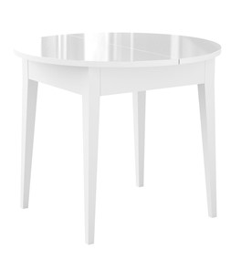 Кухонный стол раздвижной Dikline MR100 Белый/стекло белое глянец/ножки MM белые в Йошкар-Оле