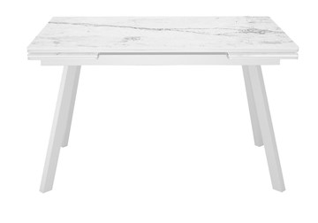 Кухонный стол раскладной DikLine SKA125 Керамика Белый мрамор/подстолье белое/опоры белые (2 уп.) в Йошкар-Оле - предосмотр