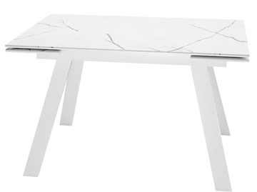Раздвижной стол DikLine SKM140 Керамика Белый мрамор/подстолье белое/опоры белые (2 уп.) в Йошкар-Оле - предосмотр