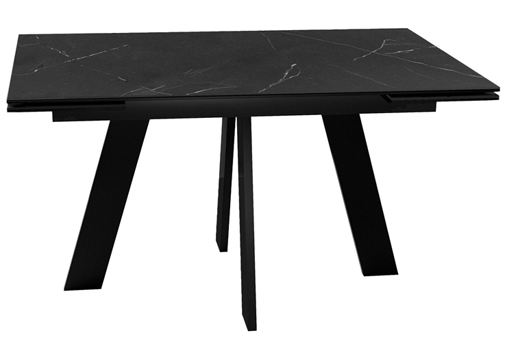 Кухонный раздвижной стол DikLine SKM140 Керамика Черный мрамор/подстолье черное/опоры черные (2 уп.) в Йошкар-Оле - изображение 2