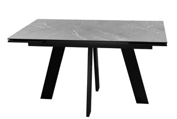 Кухонный раскладной стол DikLine SKM140 Керамика серый мрамор/подстолье черное/опоры черные (2 уп.) в Йошкар-Оле - предосмотр 1