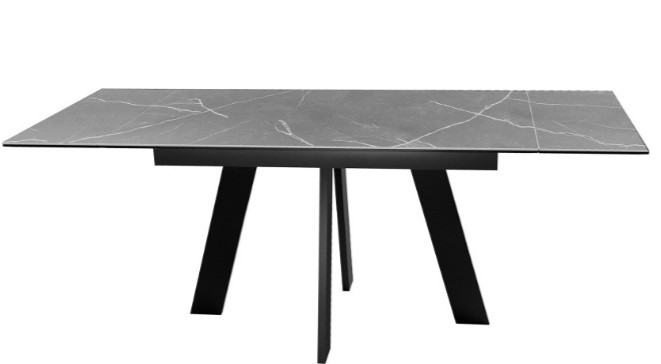 Кухонный раскладной стол DikLine SKM140 Керамика серый мрамор/подстолье черное/опоры черные (2 уп.) в Йошкар-Оле - изображение 2