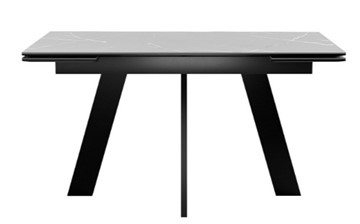 Кухонный раскладной стол DikLine SKM140 Керамика серый мрамор/подстолье черное/опоры черные (2 уп.) в Йошкар-Оле - предосмотр 3
