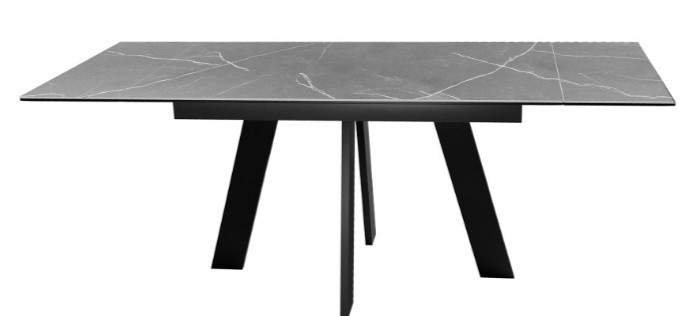 Кухонный раскладной стол DikLine SKM140 Керамика серый мрамор/подстолье черное/опоры черные (2 уп.) в Йошкар-Оле - изображение 4