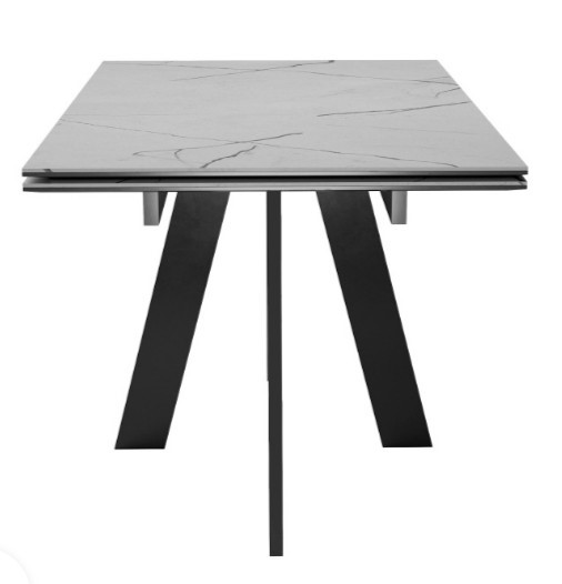 Кухонный раскладной стол DikLine SKM140 Керамика серый мрамор/подстолье черное/опоры черные (2 уп.) в Йошкар-Оле - изображение 5