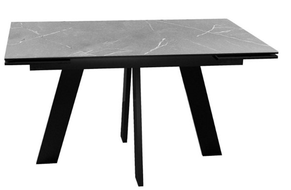 Кухонный раскладной стол DikLine SKM140 Керамика серый мрамор/подстолье черное/опоры черные (2 уп.) в Йошкар-Оле - изображение