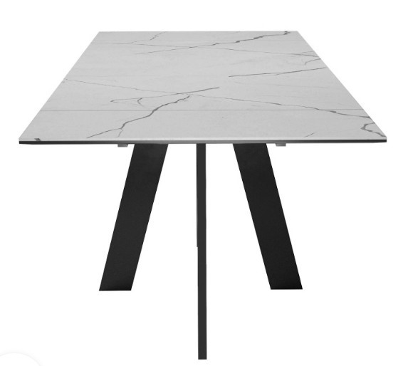 Кухонный раскладной стол DikLine SKM140 Керамика серый мрамор/подстолье черное/опоры черные (2 уп.) в Йошкар-Оле - изображение 6