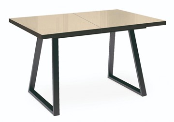 Кухонный стол раскладной Dikline ZBS120 Стекло крем/ножки черные в Йошкар-Оле