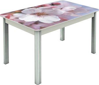 Кухонный стол раскладной Гамбург исп.2 ноги метал. крашеные №23, Фотопечать (Цветы №15) в Йошкар-Оле