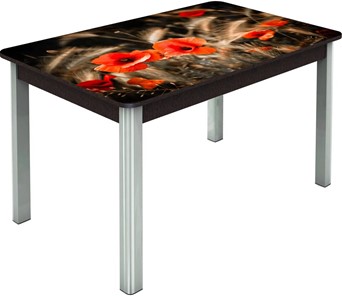 Обеденный раздвижной стол Гамбург исп.2 ноги метал. крашеные №23, Фотопечать (Цветы №38) в Йошкар-Оле