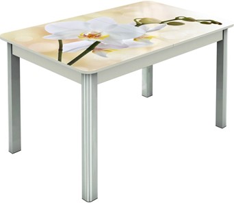 Кухонный стол раскладной Гамбург исп.2 ноги метал. крашеные №23, Фотопечать (Цветы №5) в Йошкар-Оле