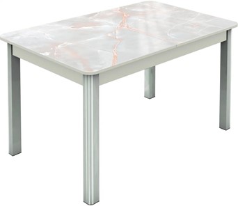 Кухонный стол раздвижной Гамбург исп.2 ноги метал. крашеные №23, Фотопечать (Мрамор №7) в Йошкар-Оле