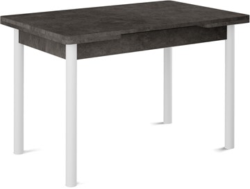 Кухонный стол раздвижной Милан-1 EVO, ноги металлические белые, серый камень в Йошкар-Оле
