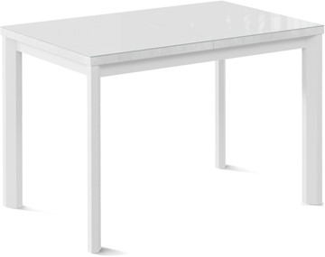 Кухонный стол раскладной Нагано-1G (ноги металлические белые, стекло cristal/белый цемент) в Йошкар-Оле
