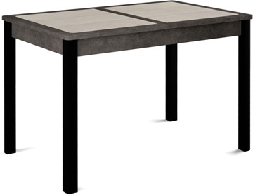 Обеденный раздвижной стол Ницца-1 ПЛ (ноги черные, плитка бежевая/серый камень) в Йошкар-Оле