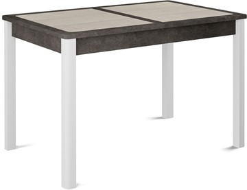 Кухонный стол раздвижной Ницца-2 ПЛ (ноги белые, плитка бежевая/серый камень) в Йошкар-Оле