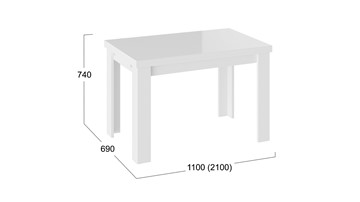 Стол раздвижной Норман тип 1, цвет Белый/Стекло белый глянец в Йошкар-Оле - предосмотр 2