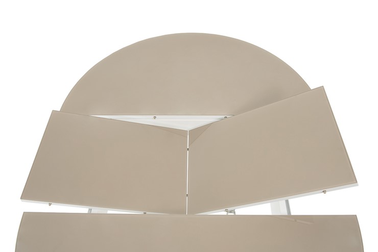Кухонный раздвижной стол Ривьера исп. круг хром №5 (стекло белое/черный) в Йошкар-Оле - изображение 4