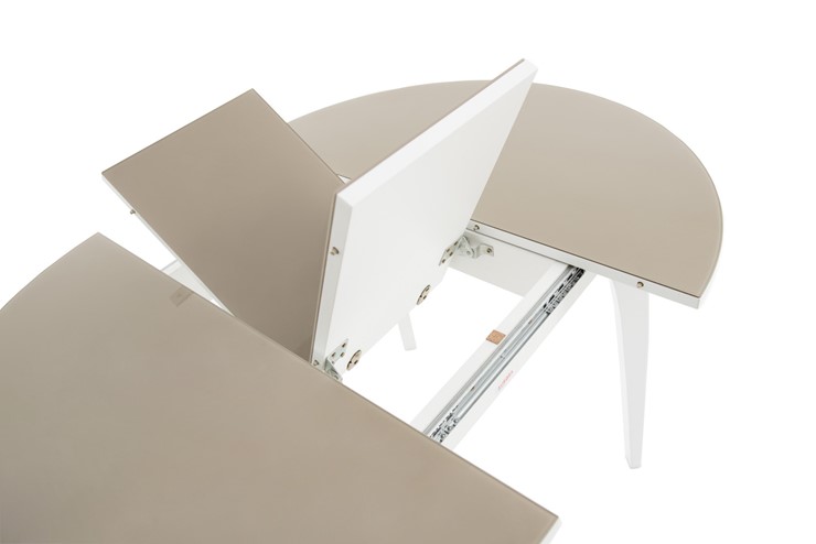 Кухонный раздвижной стол Ривьера исп. круг хром №5 (стекло белое/черный) в Йошкар-Оле - изображение 5