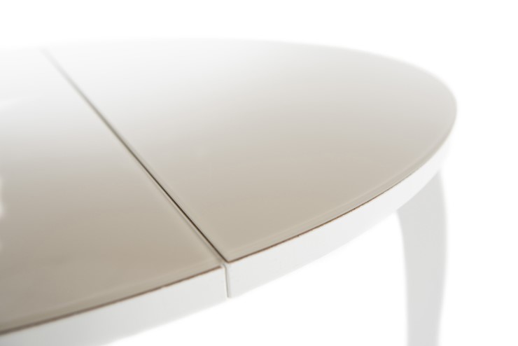 Кухонный раздвижной стол Ривьера исп. круг хром №5 (стекло белое/черный) в Йошкар-Оле - изображение 6