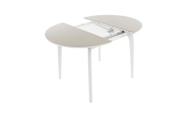 Кухонный раздвижной стол Ривьера исп. круг хром №5 (стекло белое/черный) в Йошкар-Оле - изображение 7