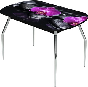 Обеденный раздвижной стол Ривьера исп.1 ноги метал. крашеные №24 Фотопечать (Цветы №14) в Йошкар-Оле