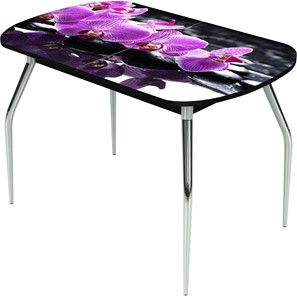 Обеденный раздвижной стол Ривьера исп.1 ноги метал. крашеные №24 Фотопечать (Цветы №30) в Йошкар-Оле