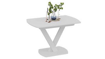 Раздвижной стол Салерно тип 1 (Белый муар/Стекло матовое белое) в Йошкар-Оле