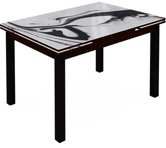 Кухонный стол раздвижной Шанхай исп.1 ноги хром №10 (Exclusive h187/черный) в Йошкар-Оле
