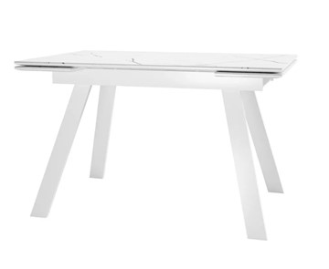 Кухонный раскладной стол SKL 140, керамика белый мрамор/подстолье белое/ножки белые в Йошкар-Оле - предосмотр 1