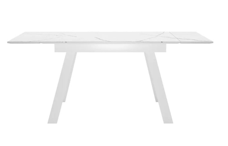 Кухонный раскладной стол SKL 140, керамика белый мрамор/подстолье белое/ножки белые в Йошкар-Оле - изображение 2