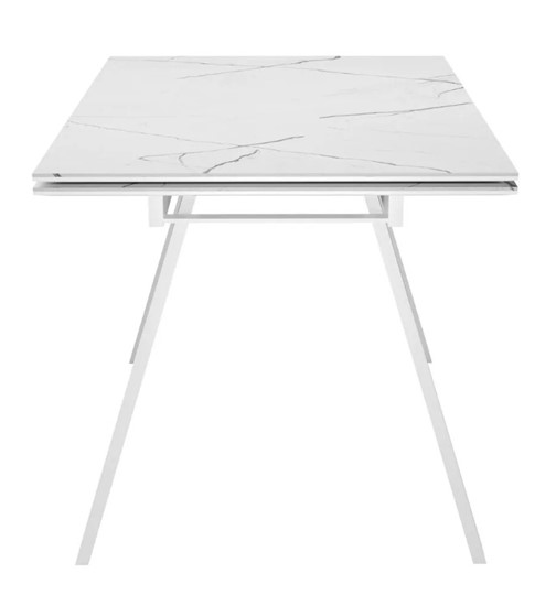 Кухонный раскладной стол SKL 140, керамика белый мрамор/подстолье белое/ножки белые в Йошкар-Оле - изображение 3