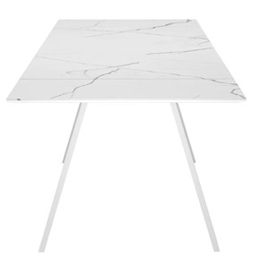 Кухонный раскладной стол SKL 140, керамика белый мрамор/подстолье белое/ножки белые в Йошкар-Оле - предосмотр 4