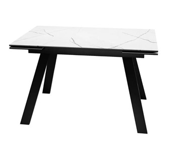 Кухонный стол раскладной SKL 140, керамика белый мрамор/подстолье черное/ножки черные в Йошкар-Оле