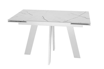 Кухонный раскладной стол SKM 120, керамика белый мрамор/подстолье белое/ножки белые в Йошкар-Оле