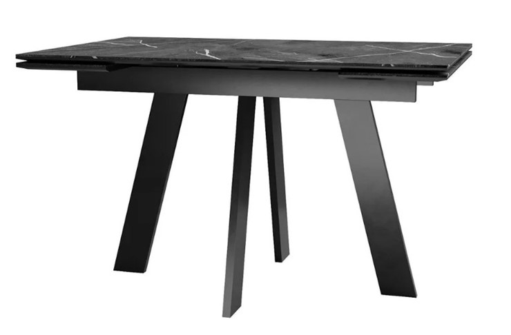 Раздвижной стол SKM 120, керамика черный мрамор/подстолье черное/ножки черные в Йошкар-Оле - изображение 1