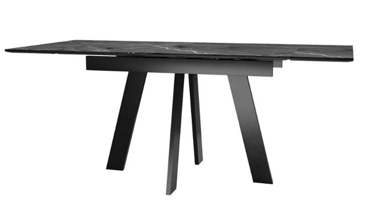 Раздвижной стол SKM 120, керамика черный мрамор/подстолье черное/ножки черные в Йошкар-Оле - изображение 3