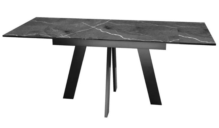 Раздвижной стол SKM 120, керамика черный мрамор/подстолье черное/ножки черные в Йошкар-Оле - изображение 5