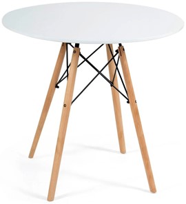 Кухонный обеденный стол CINDY NEXT, металл/мдф/бук, D80х75см, белый/натуральный арт.13067 в Йошкар-Оле