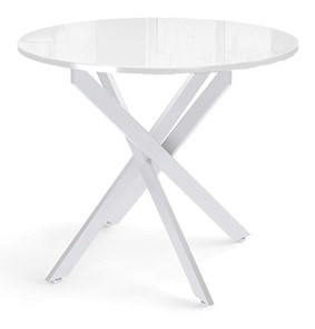 Кухонный обеденный стол Dikline Rs90 стекло белое(кромка белая)/ножки белые в Йошкар-Оле