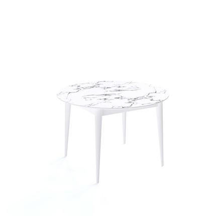 Кухонный стол раскладной Kenner W1200 (Белый/Мрамор белый) в Йошкар-Оле - изображение