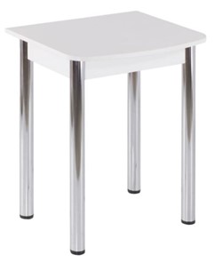 Кухонный пристенный стол СТОЛБУРГ НСПГ-01, белый ЛДСП/39 прямые трубы хром в Йошкар-Оле
