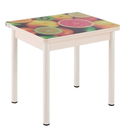 Кухонный пристенный стол СПА-01 СТФ, дуб молочный ЛДСП/стекло фрукты/36 прямые трубки крашеные белые в Йошкар-Оле - изображение