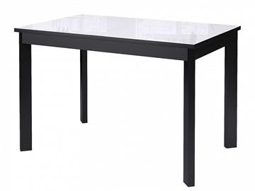 Кухонный стол раздвижной Dikline Ls110, стекло белое/ножки черные в Йошкар-Оле