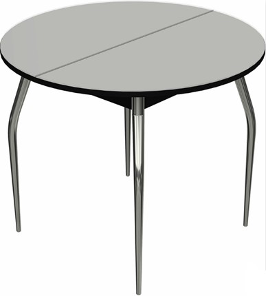 Кухонный раздвижной стол Ривьера исп. круг хром №5 (стекло белое/черный) в Йошкар-Оле - изображение