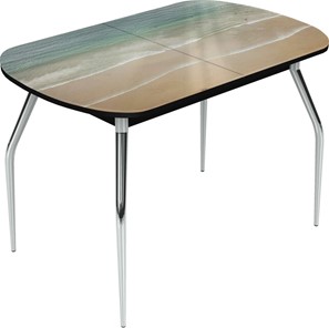 Раздвижной стол Ривьера исп.2 хром №5 (Exclusive h166/черный) в Йошкар-Оле
