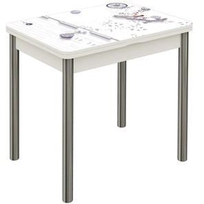 Обеденный раздвижной стол Бари хром №6 (Exclusive h174/белый) в Йошкар-Оле