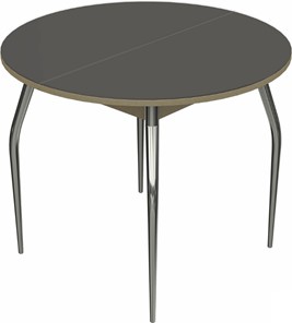 Обеденный раздвижной стол Ривьера исп. круг хром №5 (стекло коричневое/дуб выбеленный) в Йошкар-Оле