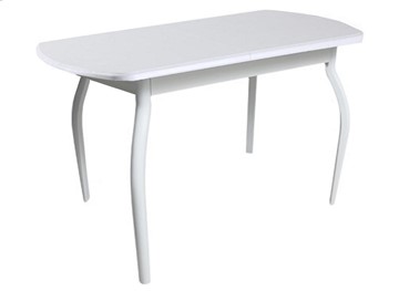 Кухонный стол ПГ-04 ЛДСП, белый ЛДСП/32 гнутые крашеные металл белый в Йошкар-Оле