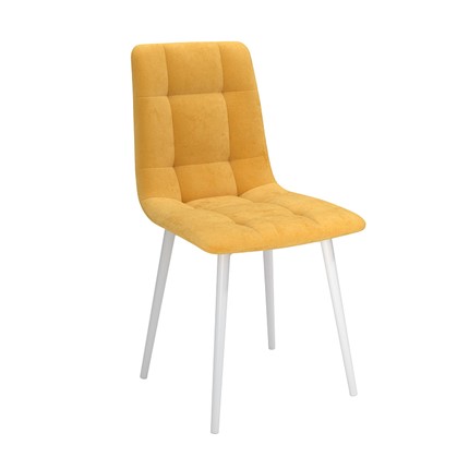 Кухонный стул Белла, велюр тенерифе куркума/Цвет металл белый в Йошкар-Оле - изображение